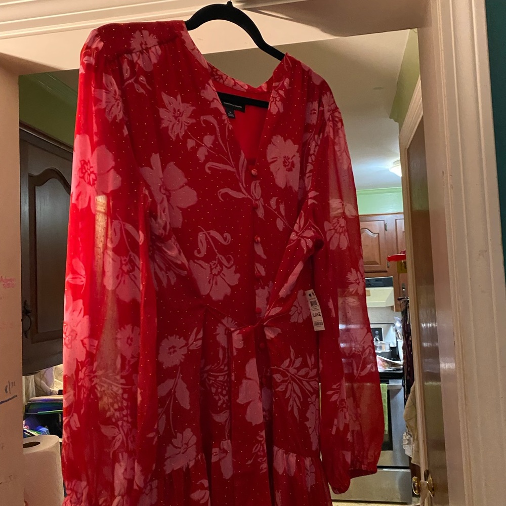 I.N.C dress. Red with flowers. Size XL